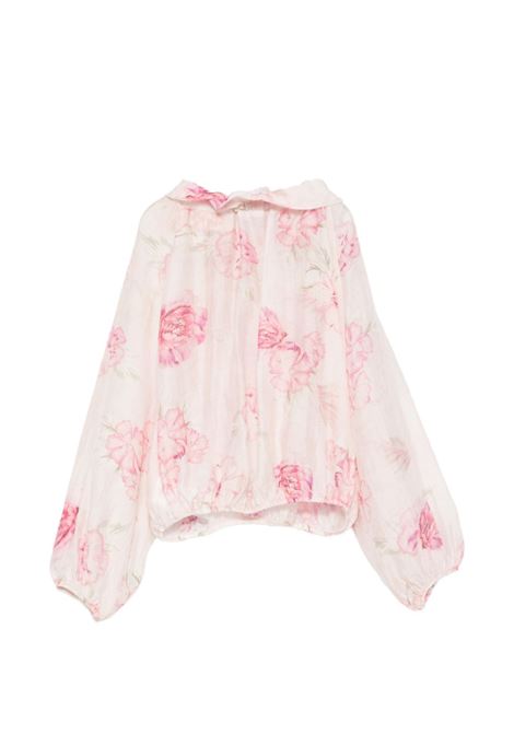 Blusa a fiori con ruches Lù-Lù BY MISS GRANT | LL4402ROSA